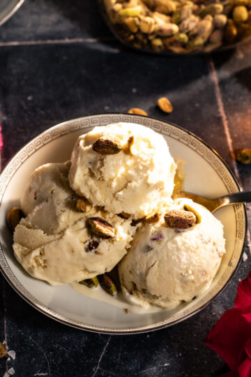 rose and pistachio ice cream