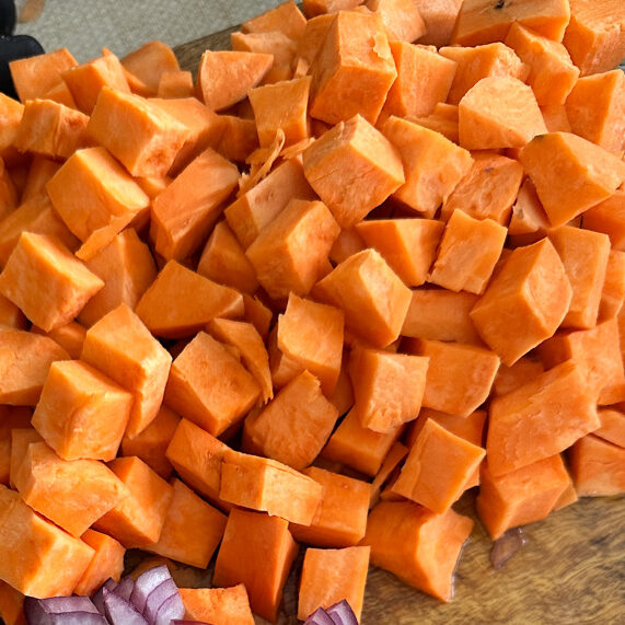 add carrot and sweet potatoes