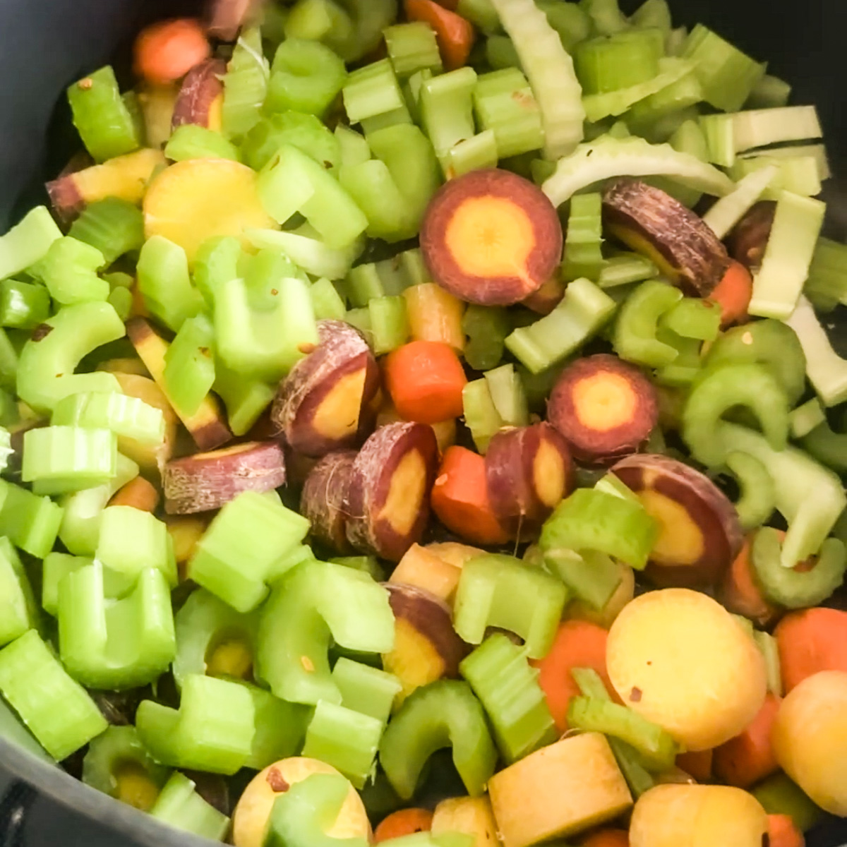 chopped celery and carrot