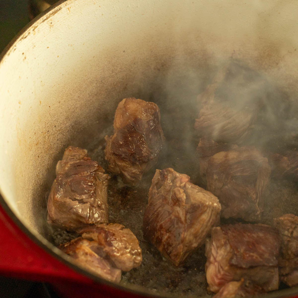 Brown the chuck roast and remove from pot.