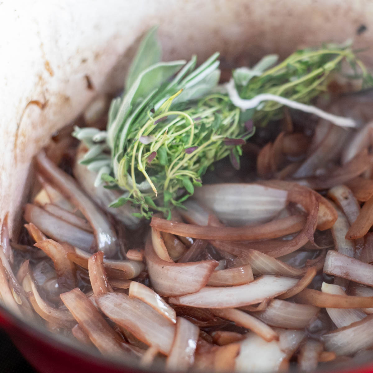 saute onions, carrots, and garlic. 
