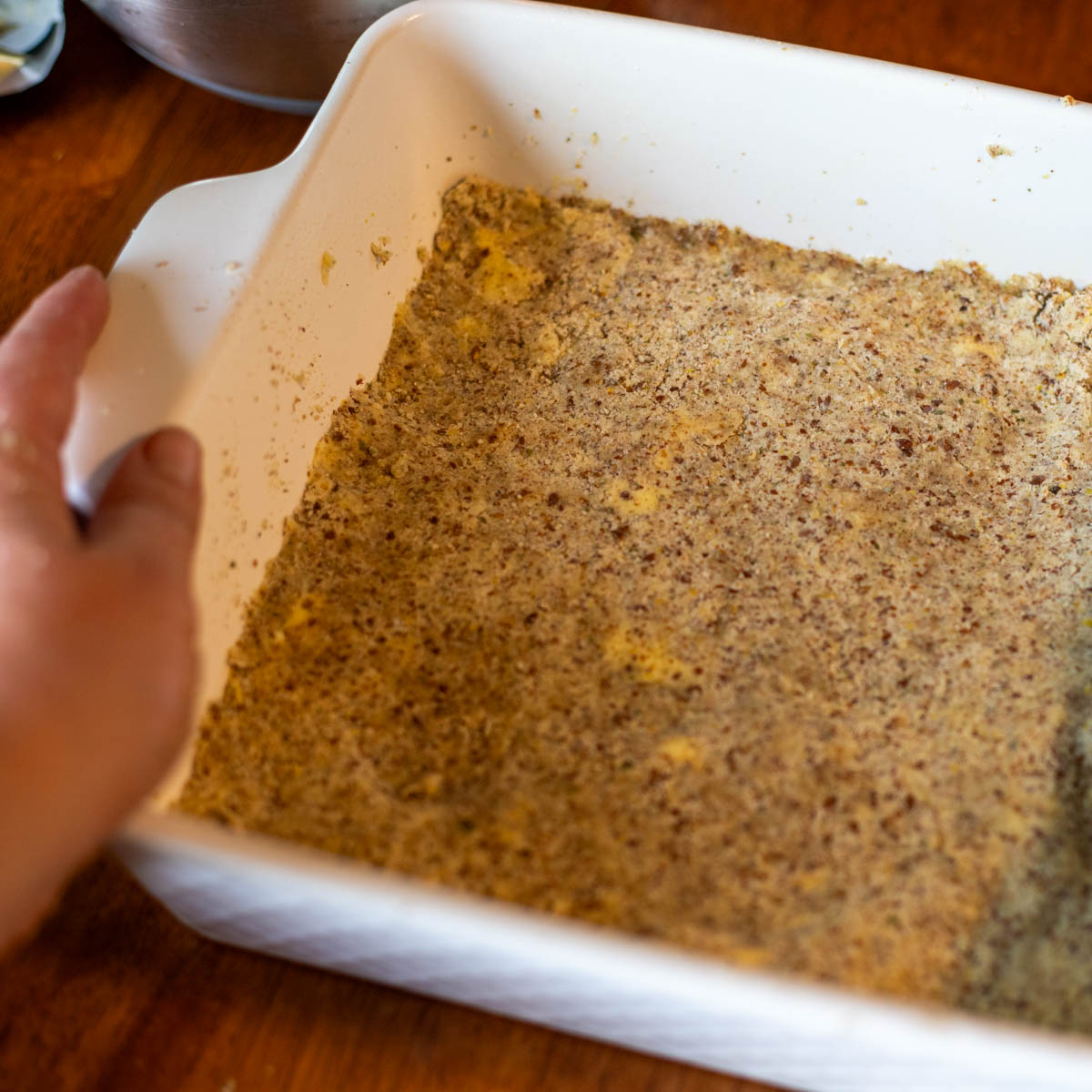 Crust pressed to bottom of pan